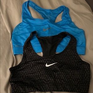 Nike Women's Black and Blue Sports Bra Duo